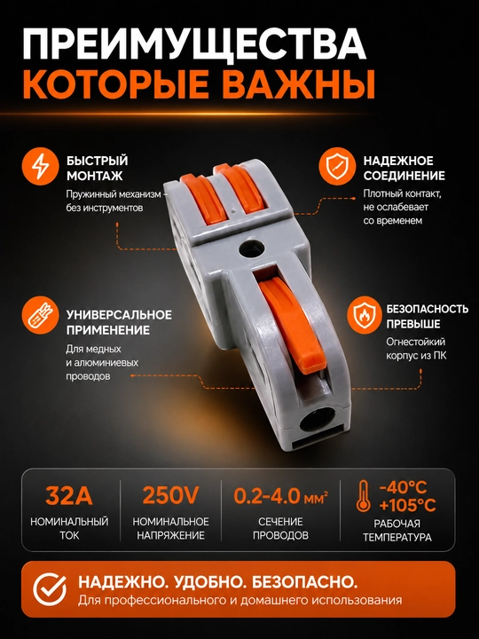 Клемма, колодки соединительные TL-12 пружинные 32А для алюминиевых и медных проводов