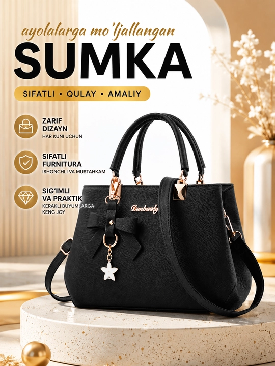 Ayollar sumkasi yelkama, tout, keng va qulay, eko charm, ko‘p bo‘limli va cho'ntakli - 