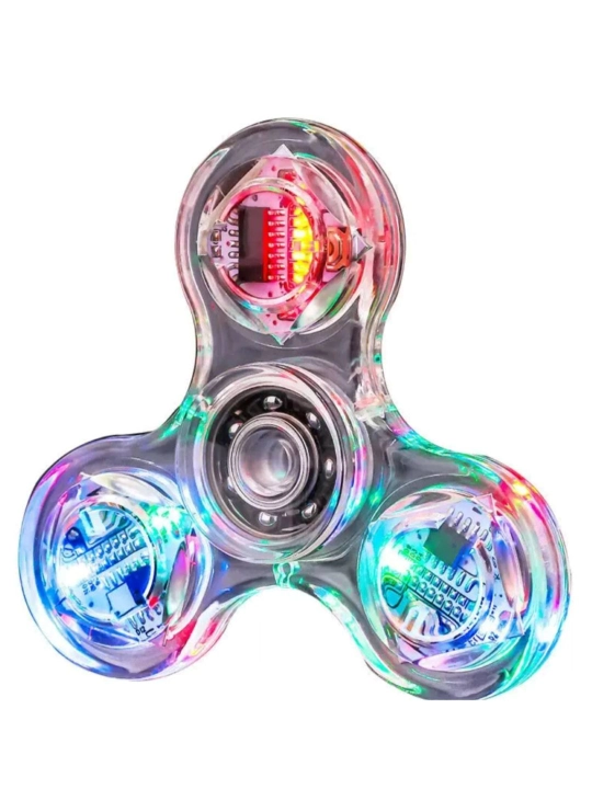 LED spinner, stressga qarshi, shaffof, porlab turadigan, 3 nurli
