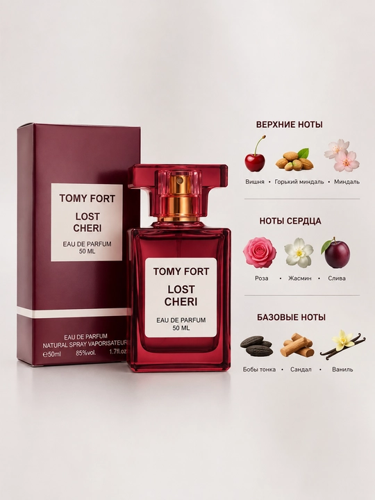 Ayollar uchun Tomy Fort Lost Cheri atiri, ayollar parfyumi, 50 ml, sovg‘a uchun parfyum