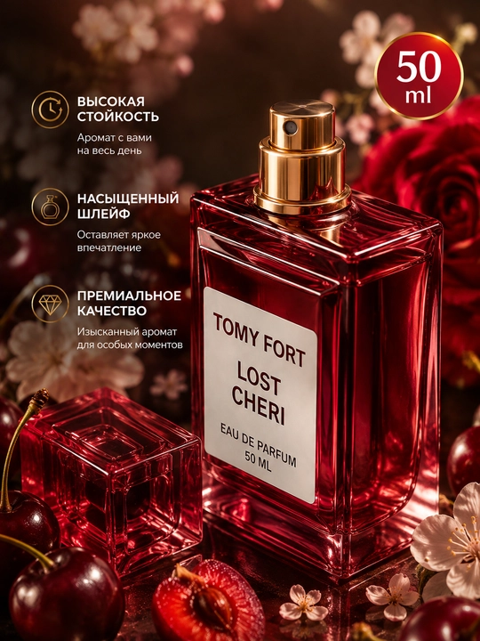 Ayollar uchun Tomy Fort Lost Cheri atiri, ayollar parfyumi, 50 ml, sovg‘a uchun parfyum