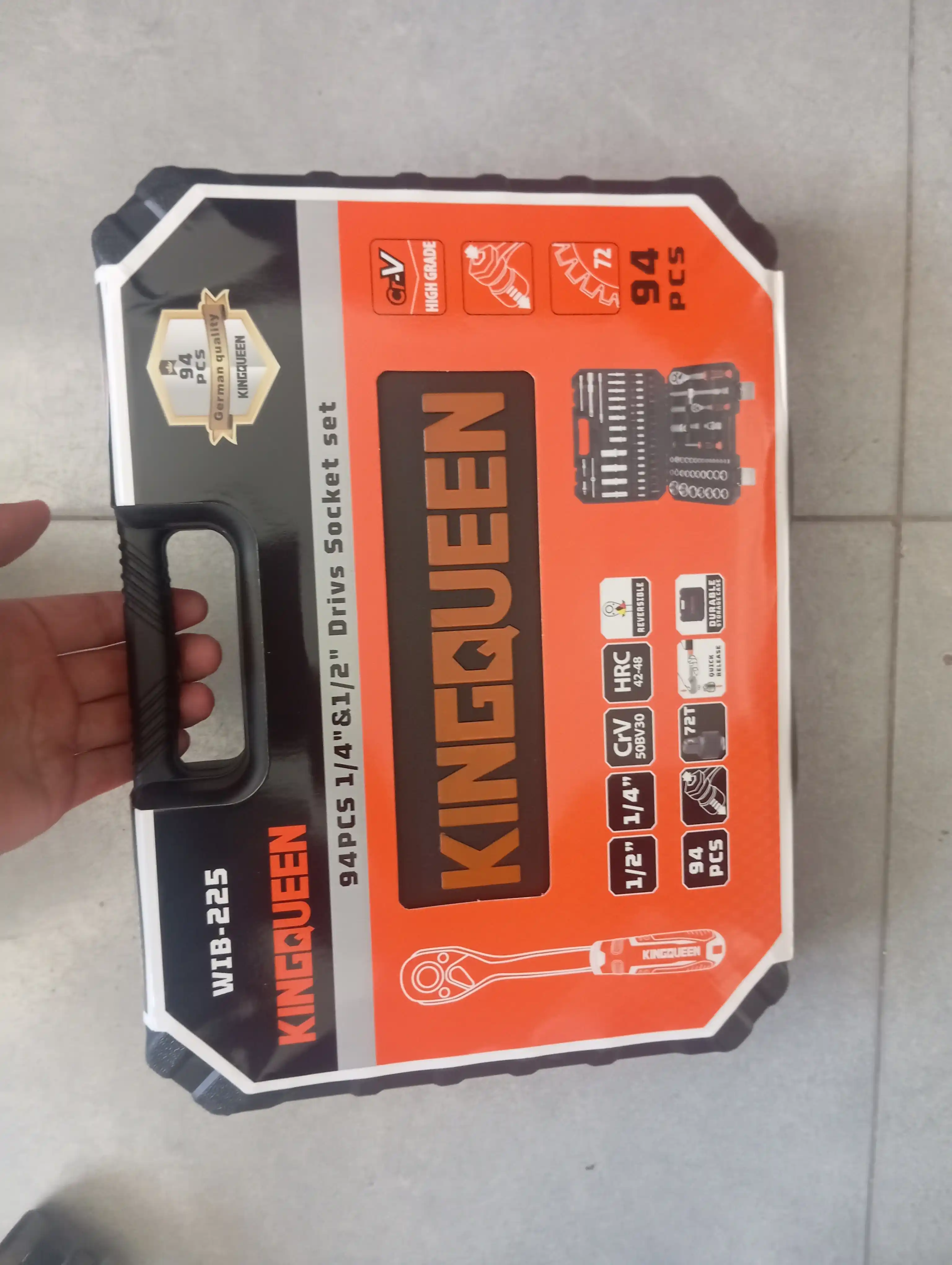 Набор инструментов KINGQUEEN 94 предмета, Cr-V сталь, 1/4 и 1/2 дюйма