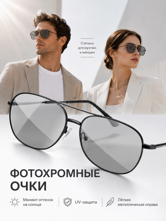 Солнцезащитные очки хамелеон унисекс, фотохромные, мужские и женские