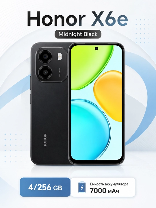 Honor X6e, Midnight Black, 4/256 GB - 