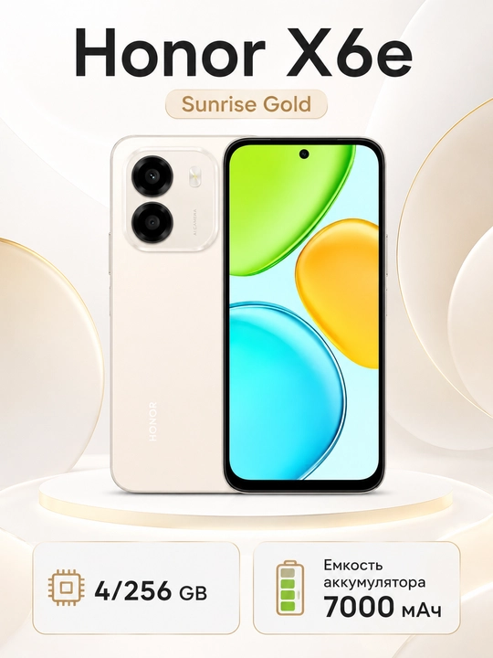 Smartfon HONOR X6e, 4/256 Гб, batareya 7000 мА/ч, 50 МП - 