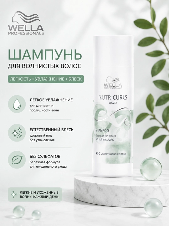 NUTRICURLS Шампунь для мытья волнистых волос