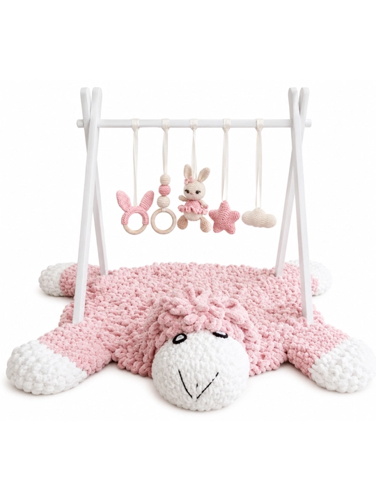 Игровой коврик с развивающей дугой и игрушками Овечка