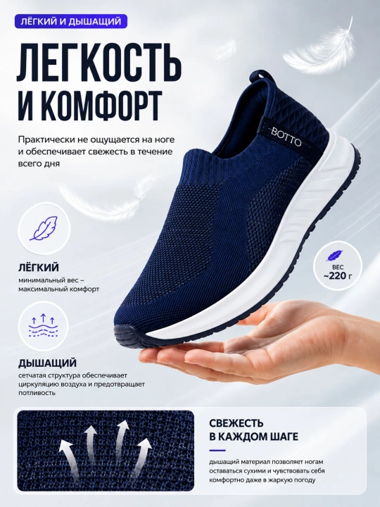 Мужские сетчатые кроссовки Botto — лёгкие дышащие кроссовки на каждый день, большемерят - 