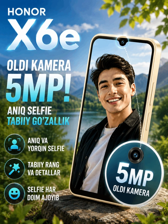 Смартфон HONOR X6e, 7500 мА·ч, 45 Вт,  экран 120 Гц, IP64