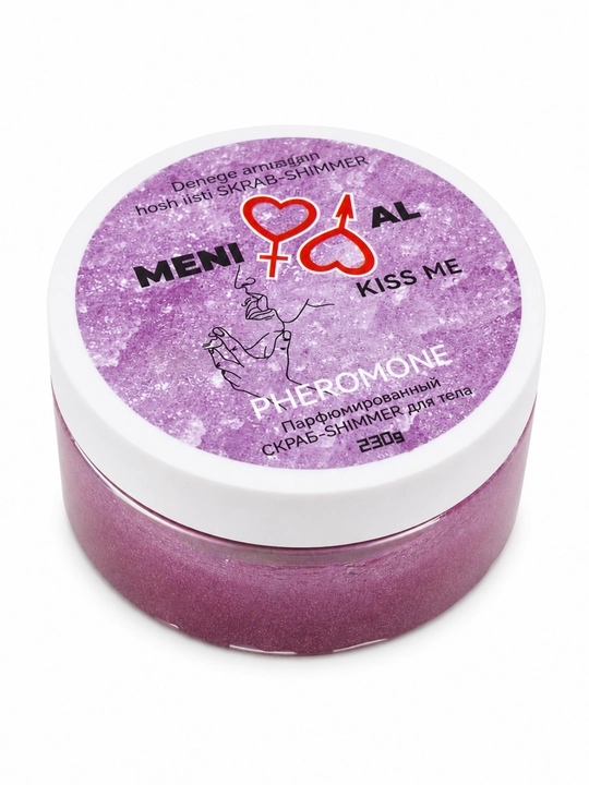 MENI AL Kiss Me Pheromone tana uchun parfyumlangan skrab-shimmer, 230 g - 