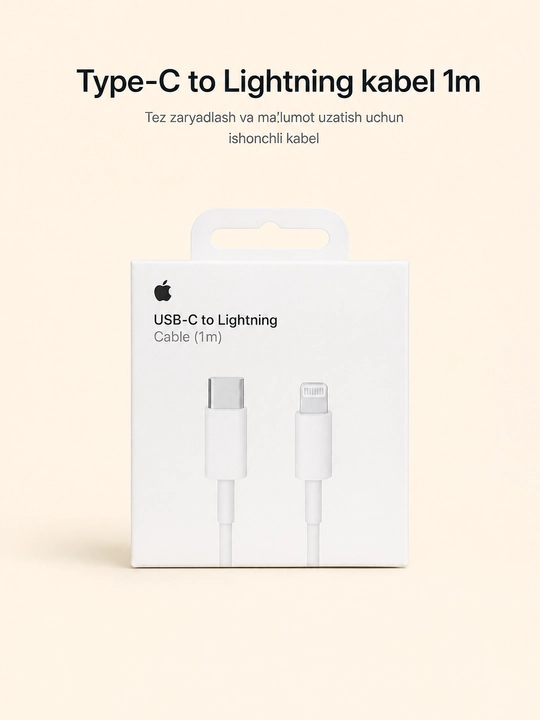 Type-C kabel 1 m, Lightning va Type-C variantlari, tez zaryadlash va data uzatish - 