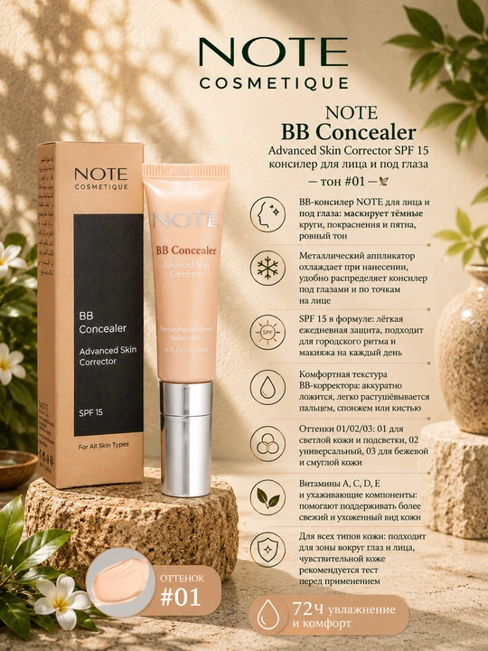 NOTE BB Concealer Advanced Skin Corrector SPF 15 — консилер для лица и под глаза - 