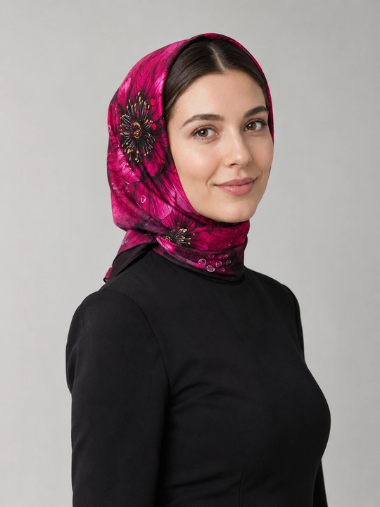 Ayollar va qizlar uchun turk paxtali gulli ro‘mol, bosh ro‘mol va hijob, 110×110 sm