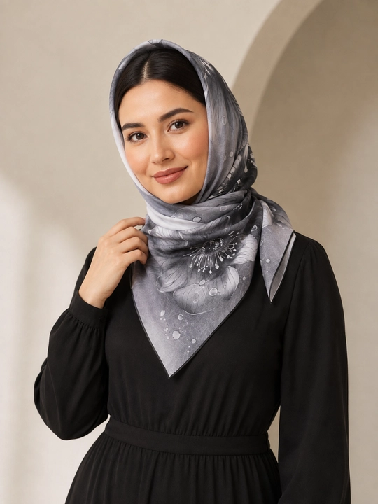 Ayollar va qizlar uchun turk paxtali gulli ro‘mol, bosh ro‘mol va hijob, 110×110 sm