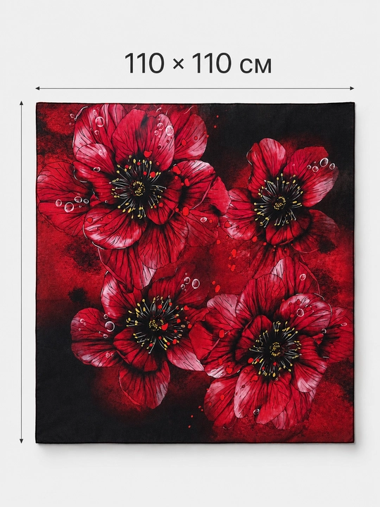 Ayollar va qizlar uchun turk paxtali gulli ro‘mol, bosh ro‘mol va hijob, 110×110 sm