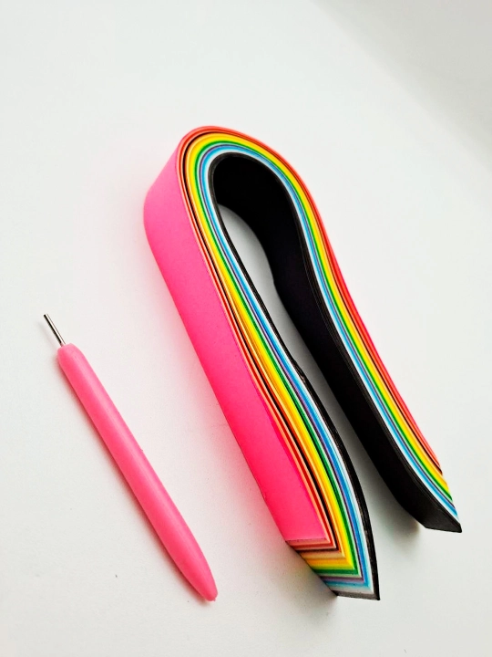 QUILLING PAPER Набор бумаги для квиллинга, 20 цветов, 200 шт, длиной 25 и 38,5 см, с инструментом