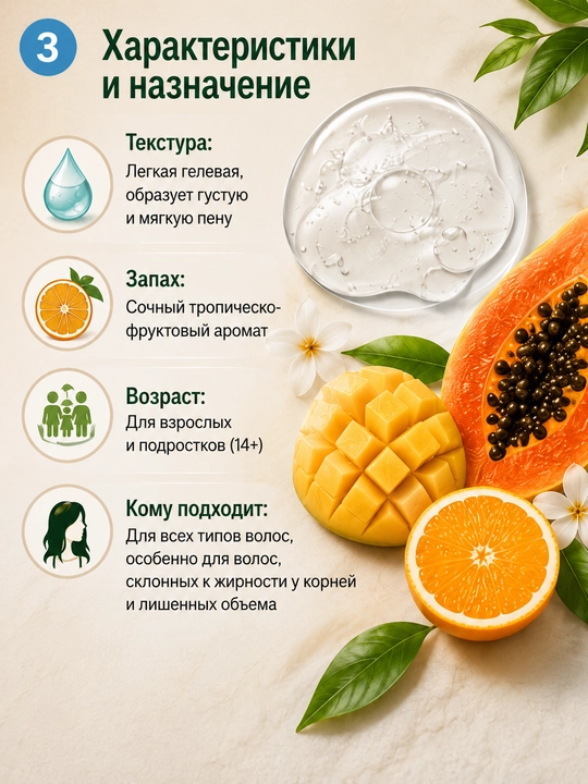 Шампунь для волос Super Fruit, без силикона, 500 мл