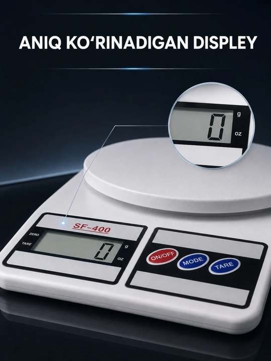 10 kg gacha bo‘lgan SF-400 elektron oshxona tarozisi