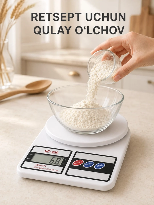 10 kg gacha bo‘lgan SF-400 elektron oshxona tarozisi