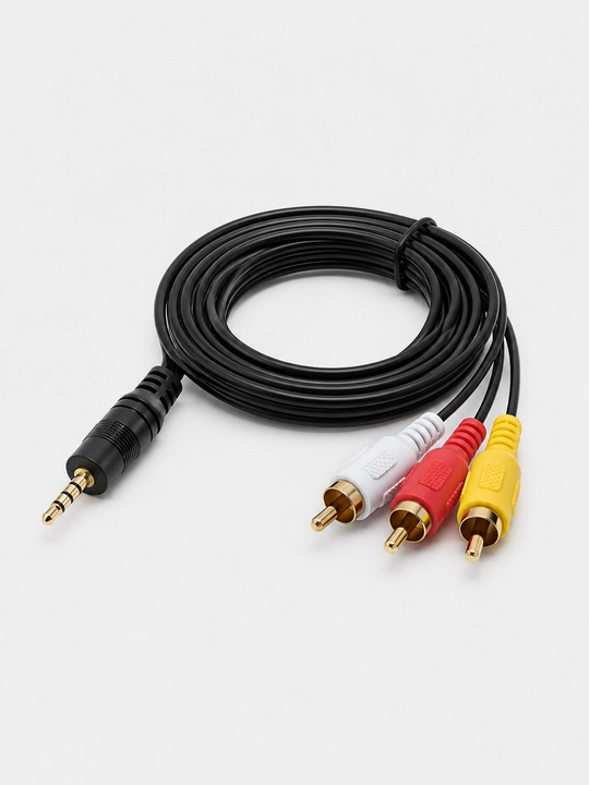 Аудио кабель AUX 1.5 м, переходник на 3х RCA, стерео