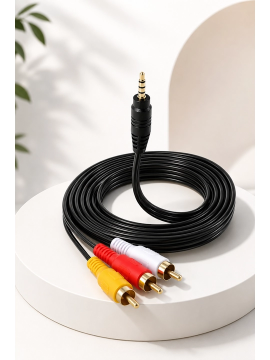 Аудио кабель AUX 1.5 м, переходник на 3х RCA, стерео - 