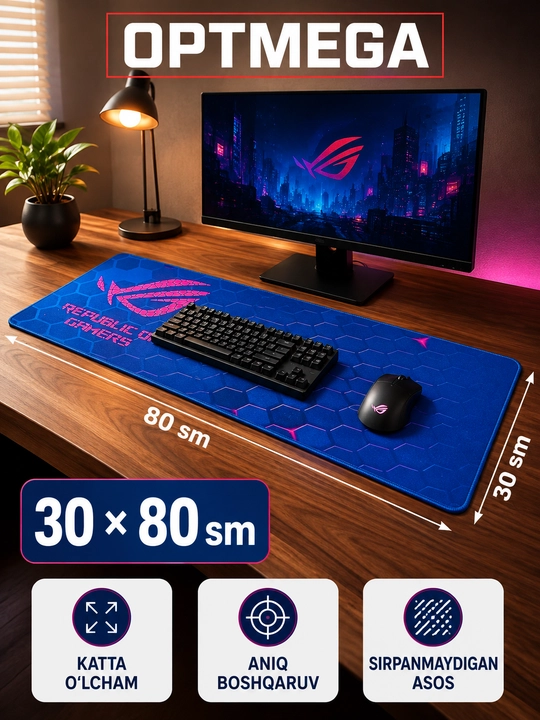 Большой коврик 100x50x3 мм, игровой и офисный коврик для клавиатуры и мыши - 