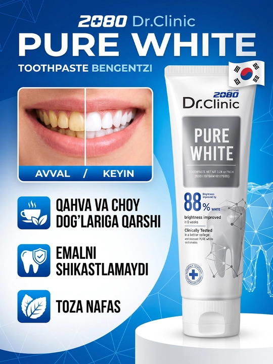 Tish pastasi, tishlarni va milklarni va oqartiruvchi, Dr.Clinic 2080, Koreya