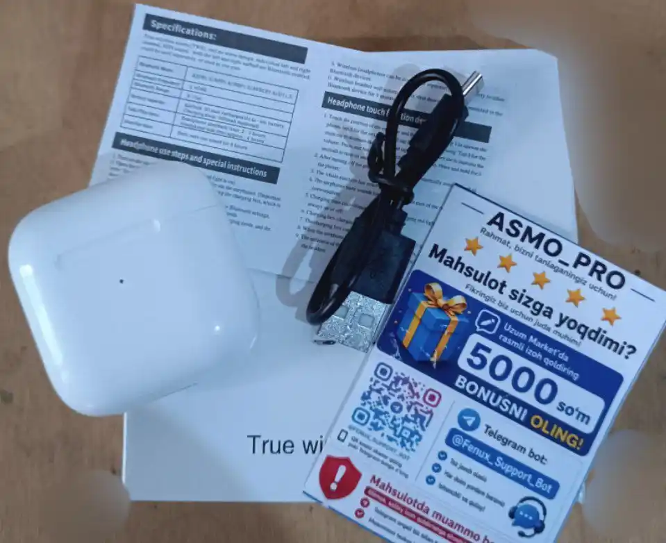 Pro 4 simsiz quloqchin, Bluetooth, sensorli naushnik, iPhone va Android uchun