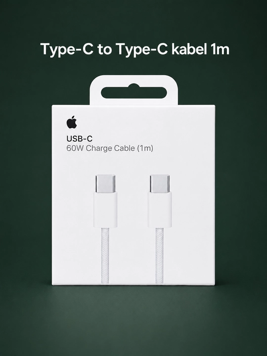 USB-C kabel 1 m, Lightning va Type-C 60W variantlari, tez zaryadlash va data uzatish uchun - 