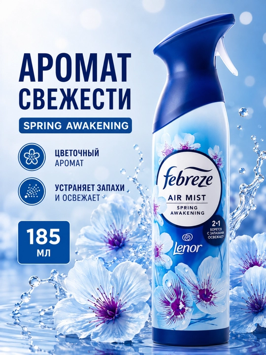 Febreze Air Mist, yoqimsiz hidlarga qarshi havo spreyi, 185 ml - 