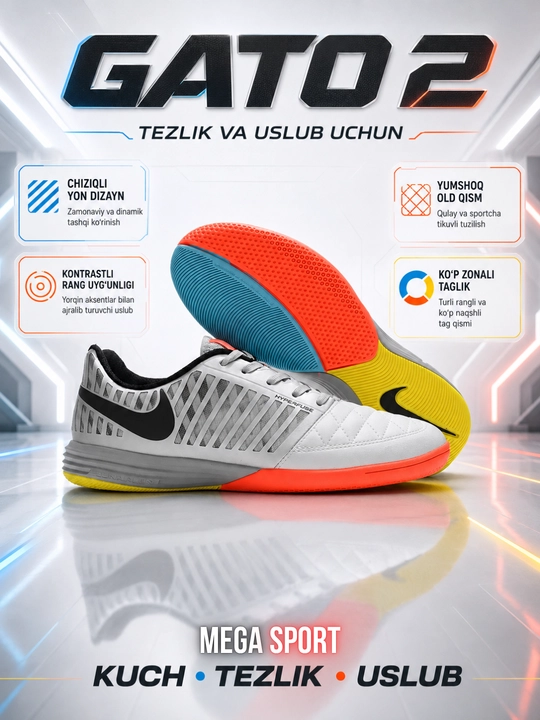 Nike Lunar Gato II futzal krossovkalari, sorokonojka futbol oyoq kiyimi - 