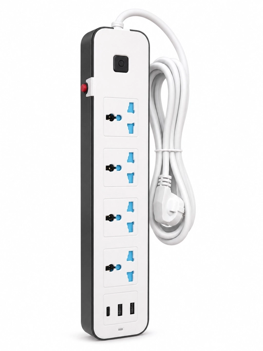 Удлинитель на 4 розетки, 3 USB-порта и USB-C, электрическая переноска