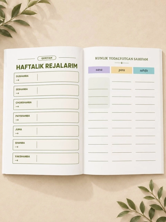 Daftar, qulay kundalik va lug‘at - rejalashtirish, ibodat va o‘rganish uchun