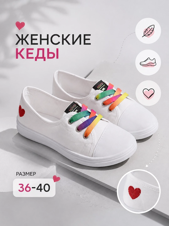 Кеды для женщин и девочек, повседневные, подходят и для школы - 
