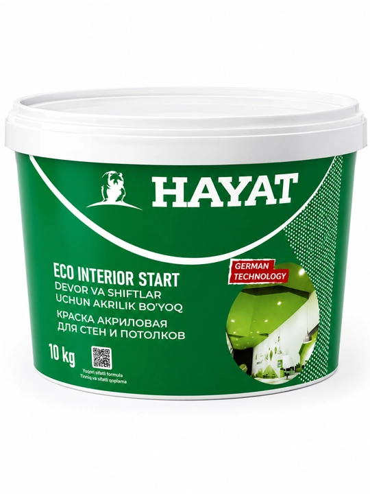 HAYAT ECO INTERIOR START — водно-дисперсионная акриловая краска для стен и потолков