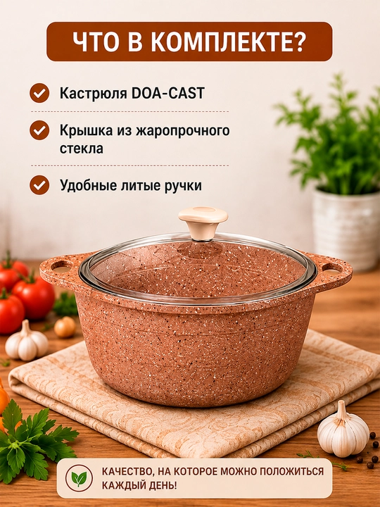 Falez qozoni, granit qoplamali va shisha qopqoqli, 6 litr, 9 litr