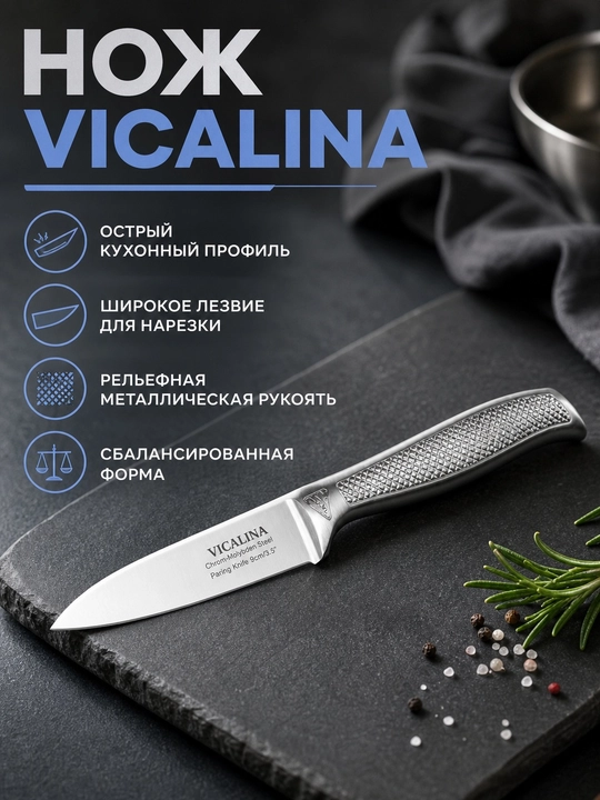 Кухонный нож Kukmara — острый нож для нарезки мяса, овощей и продуктов, эргономичная - 