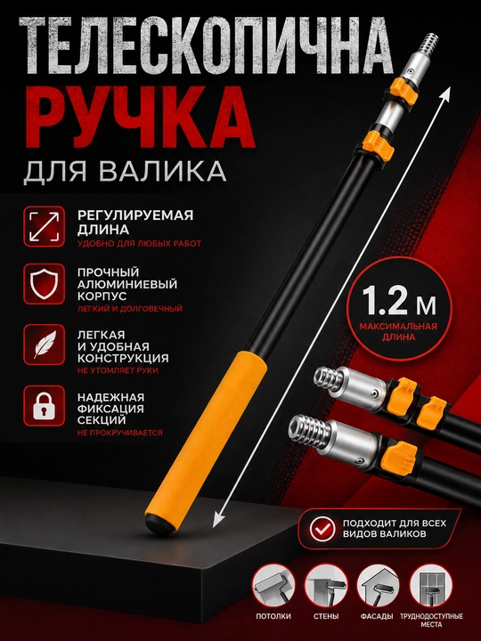 Палка удлинитель для валика 1.2 м- 2 м -3 м -6 м - 