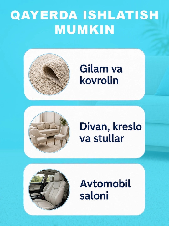 Pure Cleaner OXI Action gilam va yumshoq mebel uchun kislorodli shampun