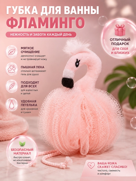 Estetik jihatdan jozibali luffa, pushti flamingo, yoqimli va o‘ziga xos ko‘rinish
