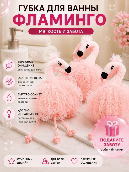 Estetik jihatdan jozibali luffa, pushti flamingo, yoqimli va o‘ziga xos ko‘rinish
