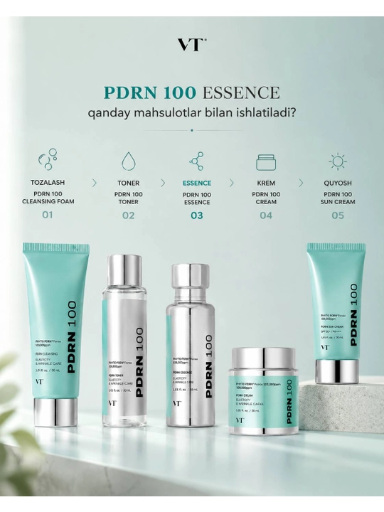 VT PDRN 100 Essence - terini taranglashtirish va namlantirish uchun tiklovchi essensiya