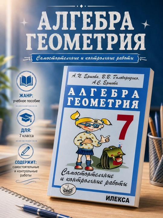 7-sinf algebra va geometriya, mustaqil va nazorat ishlari, A. P. Yershov. - 