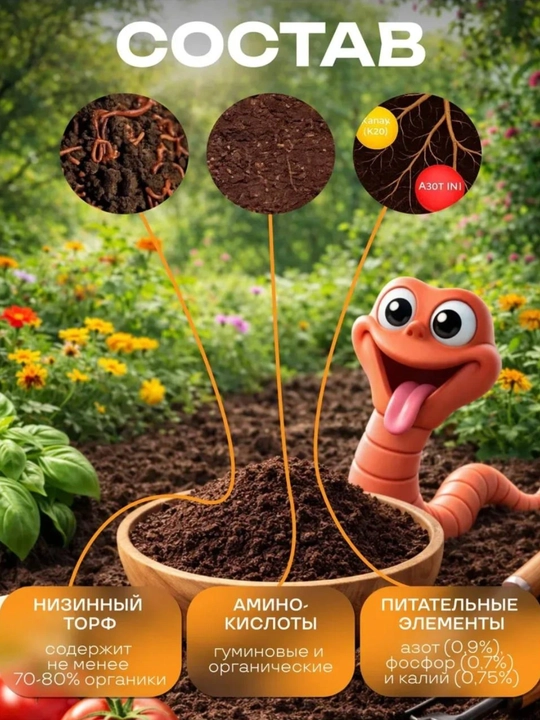 Tabiiy organik o‘g‘itlardan tayyorlangan biogumus, 1 stakandan 25 kg gacha