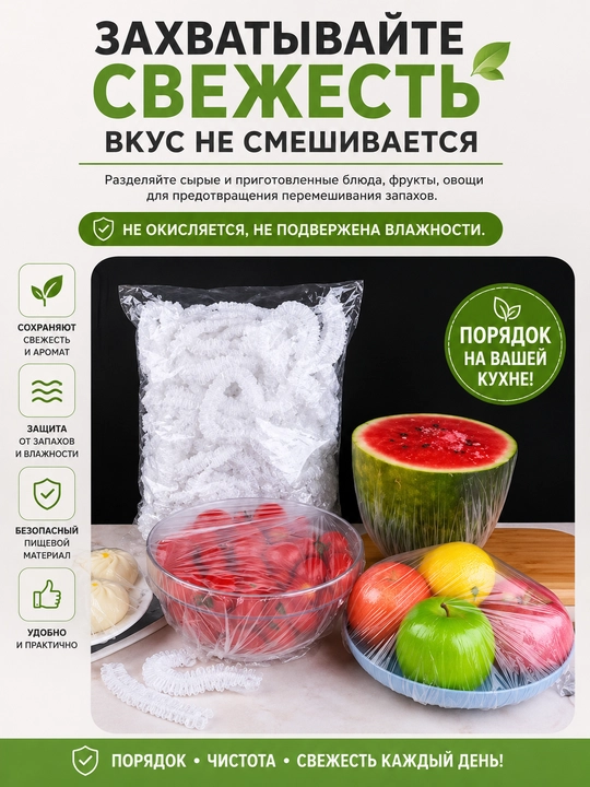 Idishlarni saqlash uchun elastik paket; 100, 200 dona; 52 sm gacha bo‘lgan o‘lcham