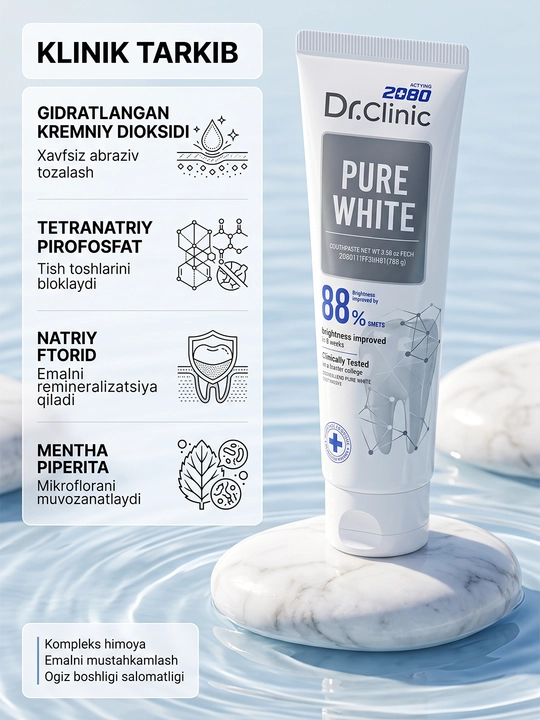 Tish pastasi, tishlarni va milklarni va oqartiruvchi, Dr.Clinic 2080, Koreya