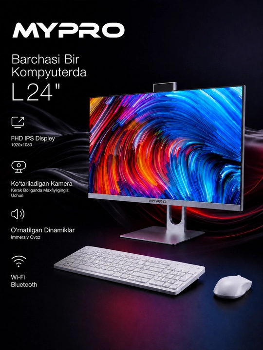 Monoblok MYPRO L24 24" LED IPS RAM 8GB / SSD 256GB / Klaviatura + Sichqoncha - 