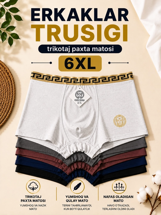 Erkaklar trusiklar, ichki kiyimlar, yumshoq paxtali 100%, VERSACHI trusiklar