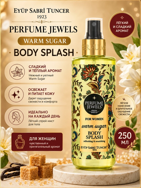 Парфюмированный спрей для тела Eyüp Sabri Tuncer Perfume Jewels Warm Sugar, 250 мл - 