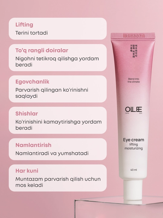 Ko‘z atrofi uchun OLLEE lifting kremi, ekstraktli namlantiruvchi va parvarishlovchi, 40 ml